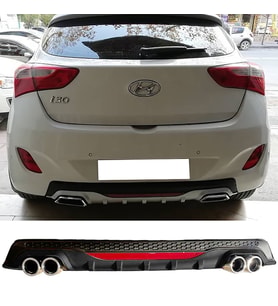Hyundai İ30 Siyah Difüzör Difizör Yuvarlak Egzoz Görünüm Reflektörlü