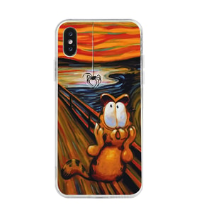 Iphone X ve XS Uyumlu Garfield Tasarımlı Şeffaf Telefon Kılıfı
