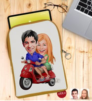 BK Gift Kişiye Özel Sevgililer Karikatürlü Taşınabilir Koruyucu Tablet Kılıfı & Organizer Çanta - Sarı-10