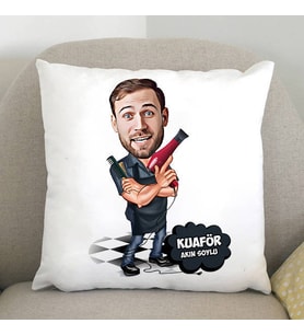 Kişiye Özel Erkek Kuaför Karikatürlü Yastık