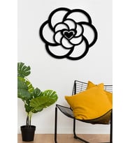 Numa Concept Sevgililer Günü Çiçek Desenli Kalp Duvar Oda Ev Aksesuarı Ahşap Tablo (Siyah)