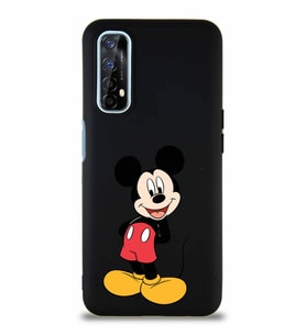 Realme 7 Soft Premier Kapak Mickey Mouse-B Tasarımlı Silikon Kılıf - Siyah (Şeffaf)