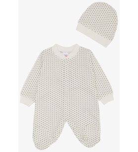 Breeze Kız Bebek Patikli Tulum Minik Kalp Desenli 0-6 Ay, Beyaz