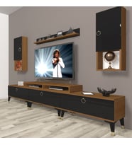 Decoraktiv Ekoflex 270DA Mdf Gold Tv Ünitesi Tv Sehpası - Ceviz Siyah (Siyah - Ceviz)