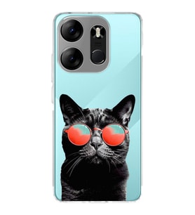 PrintiFy Tecno Spark Go 2023 ile Uyumlu Kedi 3 Kamera Korumalı Şeffaf Kılıf