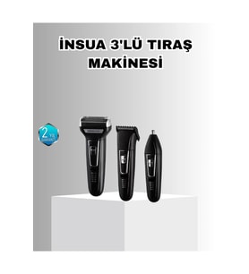 İnsua Erkek Bakım Seti, 3 Başlıklı Şarjlı Tıraş Makinesi, Kablosuz Kullanım