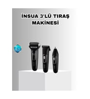 İnsua Erkek Bakım Seti, 3 Başlıklı Şarjlı Tıraş Makinesi, Kablosuz Kullanım