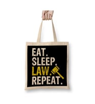 Eat Sleep Law Repeat School Lawyer Gift Avukata Hediye 05 Beyaz Bez Çanta Alışveriş Çantası