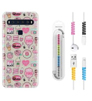 TCL 10L 10 Plus 10SE 20E 20SE 30SE L7 Kılıf Kablo Koruma Spiral Silikon Donut Flamingo 1415