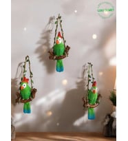 Goboticaret 3 Adet Dekoratif Sallanan Duvar ve Bahçe Süsü Kuş Biblo Farklı Renk Seçenekleri 13*9 cm (Yeşil)
