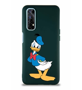 Realme 7 Soft Premier Kapak Donald Duck-D Tasarımlı Silikon Kılıf - Yeşil (Şeffaf)