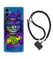 Tecno Pova 4 Kılıf Silikon Boyun Askılı İpli Desenli Silikon Super Meow 1715