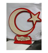 Öğretmenler gününe özel Türk Bayragı figürlü masaüstü plaket (Beyaz)