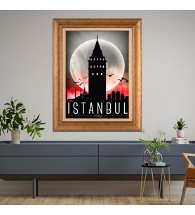 Altın Varaklı Paspartulu Çerçeveli Tablo a1018