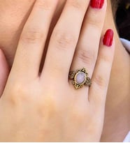 Doğal Taş Pembe Kuvars Taşlı Antik Model Kadın Ayarlanabillir Yüzük euy78pk