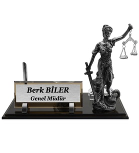Kişiye Özel Tasarım Heykelli İsimlik Cam İsimlik Savcı İsimlik Avukat Themis Adalet İsimlik Kristal İsimlik