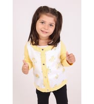 Toontoy Kız Bebek Hırka Çiçek Baskılı (Sarı)