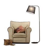 RİOLİGHT RETRO3 RUSTİK SİYAH HAREKETLİ KUMAŞ BAŞLIK METAL LAMBADER KÖŞE LAMBASI