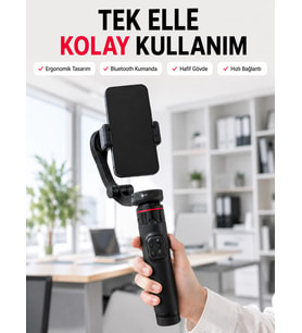 Profesyonel AI Gimbal Selfie Stick Yüz Takipli Telefon Sabitleyici Bluetooth Kumandalı Katlanabilir