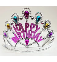 Gümüş Renk Happy Birthday Yazılı Doğum Günü Tacı 60 cm (5047)