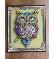 22X19 CM 3 BOYUTLU TAŞ İŞLEME OTANTİK ETNİK BAYKUŞ ARMA YAMA APLİKE
