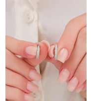 10 mm GÜMÜŞ BEYAZ ZİRKON TAŞLI HALKA  KÜPE (Gümüş-Beyaz)
