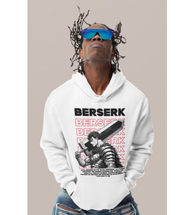 Özel Tasarım Berserk Guts Baskılı Unisex Oversize Anime Karakter Hoodie