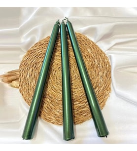 10 PCS CHRISTMAS CANDLE METALLIC BRIGHT GREEN CANDLESTICK 10 ADET YEŞİL ŞAMDAN MUMU YILBAŞI MUMLARI