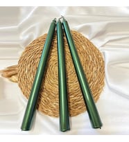 10 PCS CHRISTMAS CANDLE METALLIC BRIGHT GREEN CANDLESTICK 10 ADET YEŞİL ŞAMDAN MUMU YILBAŞI MUMLARI