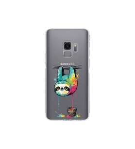 Samsung Galaxy S9 ile Uyumlu Splash Tembel Hayvan Tasarımlı Şeffaf Silikon Kılıf