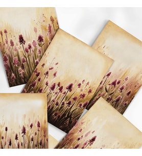 A6 (10,5x14,8 cm) 6’lı Vintage Lavanta Çiçekli Floral Scrapbook, Journal ve Mektup Kağıdı Seti