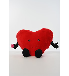 Peluş Sevgiliye Hediye Nakışlı Kalpli 40 CM Yastık Kırmızı
