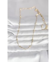 14K Gold Renk Kesme Çubuk Zincir Topçuklu 60 cm Kadın Kolye (CM) (Standart)