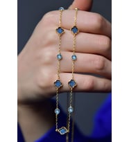 925 Ayar Gümüş Gold Kaplama Zirkon Taşlı Van Cleef Kolye