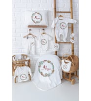 Pia Baby Premium Özel Tasarım Kız Bebek Hediyesi İsim Baskılı 11’li Set 5017-00 (Ekru)