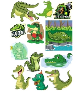 Timsah Sticker Set-4 9 Parça Telefon, Tablet, Defter, Laptop Sticker