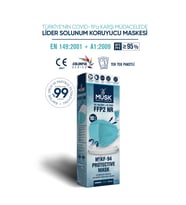 Musk KF94 Kore Tipi N95 Maske Turkuaz Renk 10 Adet
