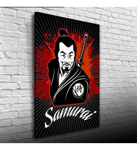 Japon Samuray Kırmızı ve Siyah Tonlarda Poster Kanvas Tablo 50 x 70