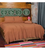 Müslin Taba Renk 4 Katlı Çift Kişilik Yatak Örtüsü Doğal %100 Organik Pamuk 220x260 cm