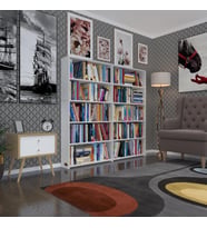 Kenzlife kitaplık süper ga 150*160*19 byz 5 katlı 2 bölme çift bölme opsiyonlu ofis mutfak banyo dolabı arkalıksız