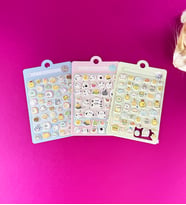 3'lü Hayvan Figürlü Kabartmalı Puf Sticker