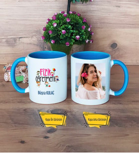 Fizik Öğretmeni Kupa Bardak Mavi Fotoğraflı Öğretmenler Günü Hediyesi