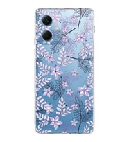 PrintiFy Xiaomi Redmi Note 12 5G Uyumlu Kamera Korumalı Floral Lila Tasarımlı Şeffaf Kılıf