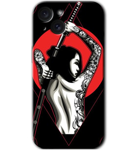 İphone 15 Kılıf HD Desen Baskılı Kılıf - Samurai Girl