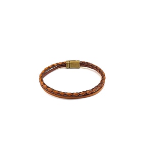 Heritage Brown Pure Braid – Kahverengi Örgü Detaylı Erkek Deri Bileklik-1404