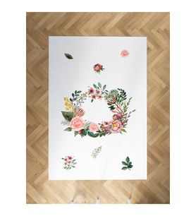 MEKTA HOME BEBEK VE ÇOCUK ODASI Çiçekli Çelenk Desenli Halı
