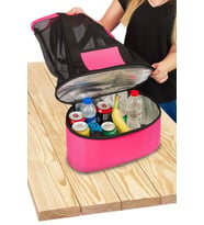Soğuk Sıcak Tutucu Bölmeli Plaj Buzluk Çantası (Pembe)