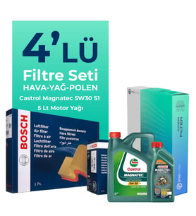 BOSCH Fiat Doblo 1.6 Dizel Filtre Bakım Seti Castrol Motor Yağlı (2010-2015) 4 Lü