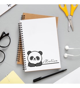 Sevimli Panda Baskılı Defter Kişiye Özel
