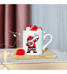 Mutlu Yıllar & Merry Christmas Yılbaşı Noel Baba Tasarımlı Ahşap Tabaklı Kişiye Özel Türk Kahvesi Fincanı
